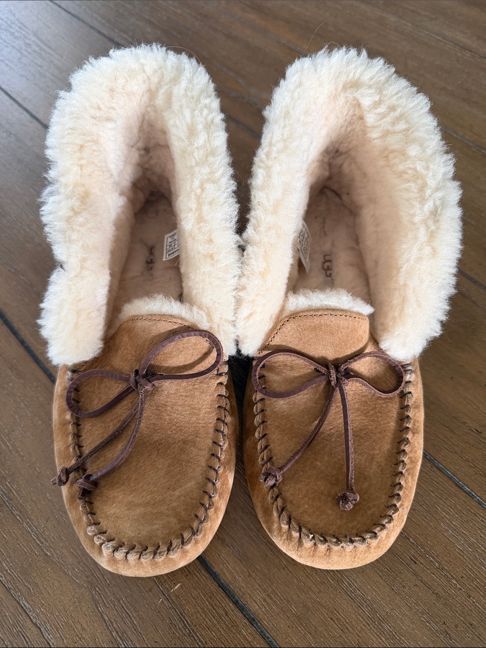 UGG Chestnut Brown Sheepskin Lined Moccasin Slippers